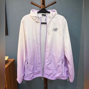 New Balance Ombre White Lavender Hooded Windbreaker Jacket 3X